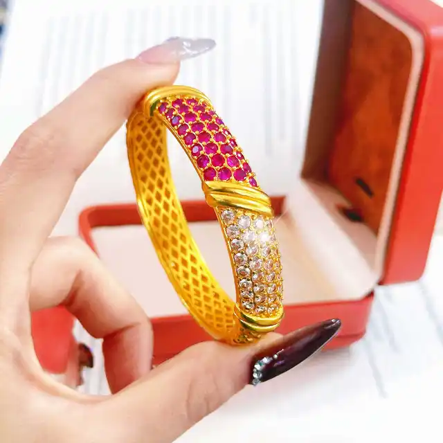 Bracelet Exquis pour Femme en Or 24K AU999, Boucle Porte-Bonheur Kaléidoscope Sertie de Diamants, Détails Raffinés 1