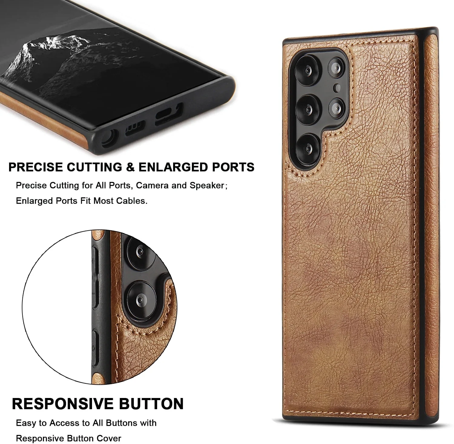 Luxury Business PU Leather Texture Shockproof Back Cover in Soft Bumper Design