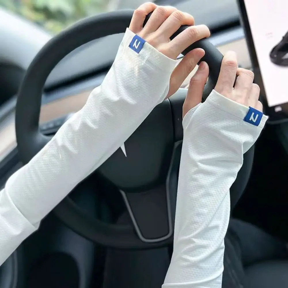 Anti-UV Ice Silk Sleeves Ultraviolet Proof Cooling Sleeves Sunscreen Driving Gloves Sun Protection Cover