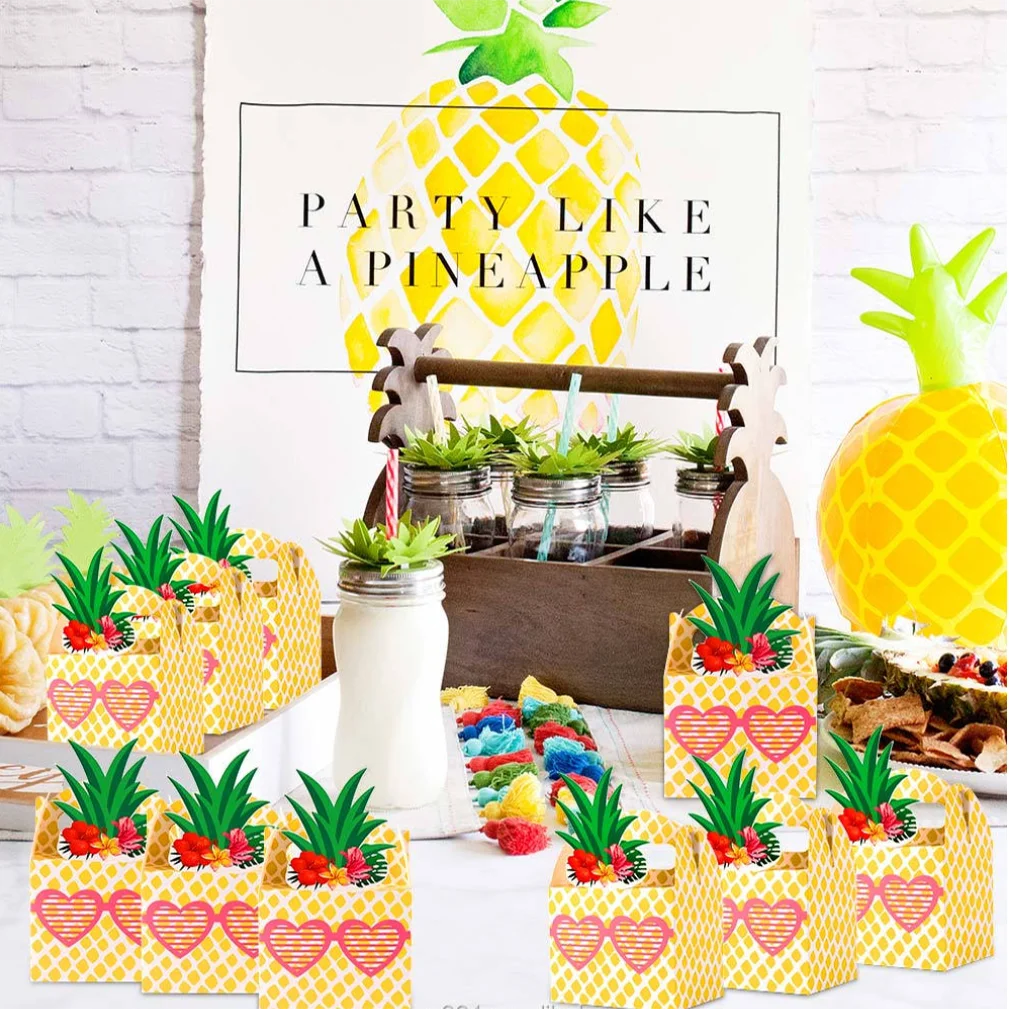 24Pcs Pineapple Favor Candy Gift Boxes for Hawaiian Tropical Party Luau BBQ Fruit Party... - SKU FCGB1110 - UGI Packaging