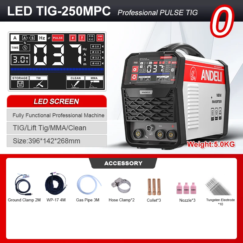 ANDELI EU110V/220V Tig-250MPC 4IN 1 Mig TIG lift tig Clean Welding machine