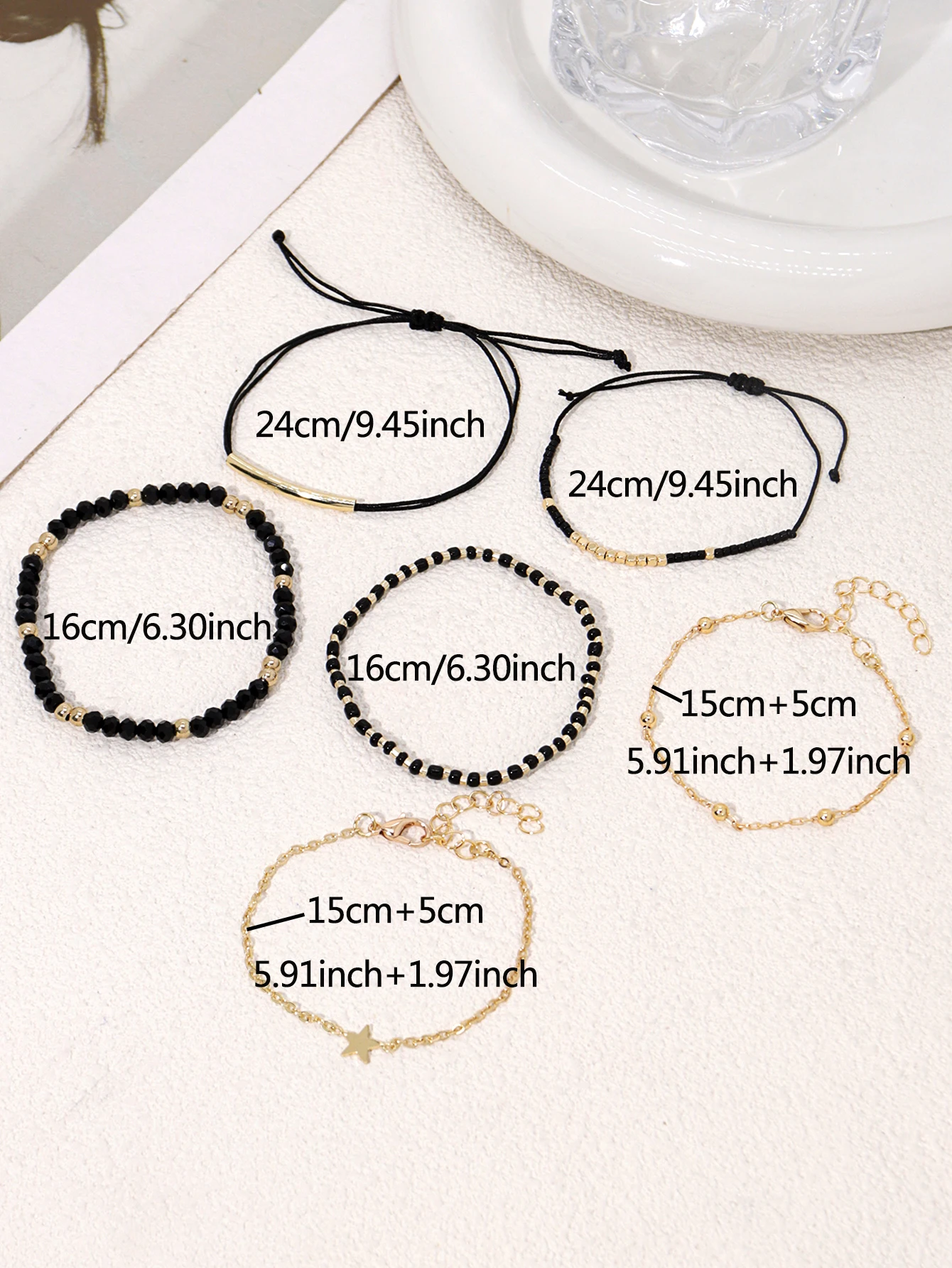 Simple Bracelet Beads Handmade Black Glass Stone Bracelets For Women