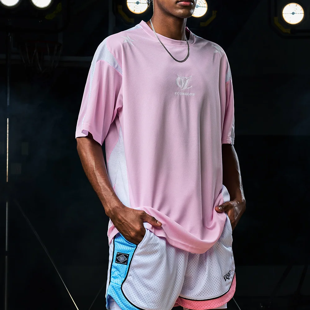 Veidoorn Mens Oversize Sport T-Shirt Breathable Polyester Quick Dry Athletic Jersey for Basketball Running Training Tops