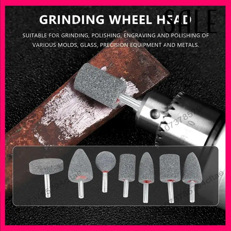 -A12R 연마석 포인트 세트 연삭 휠 연마 헤드 비트(1/4인치 생크 포함) 7개 연삭석