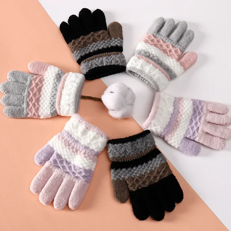 Winter Gloves Baby Mittens Winter Autumn Soft Knitted Baby Gloves Full Finger Gloves Kids Girls Boys Mittens Outdoor Children 3-8 Years