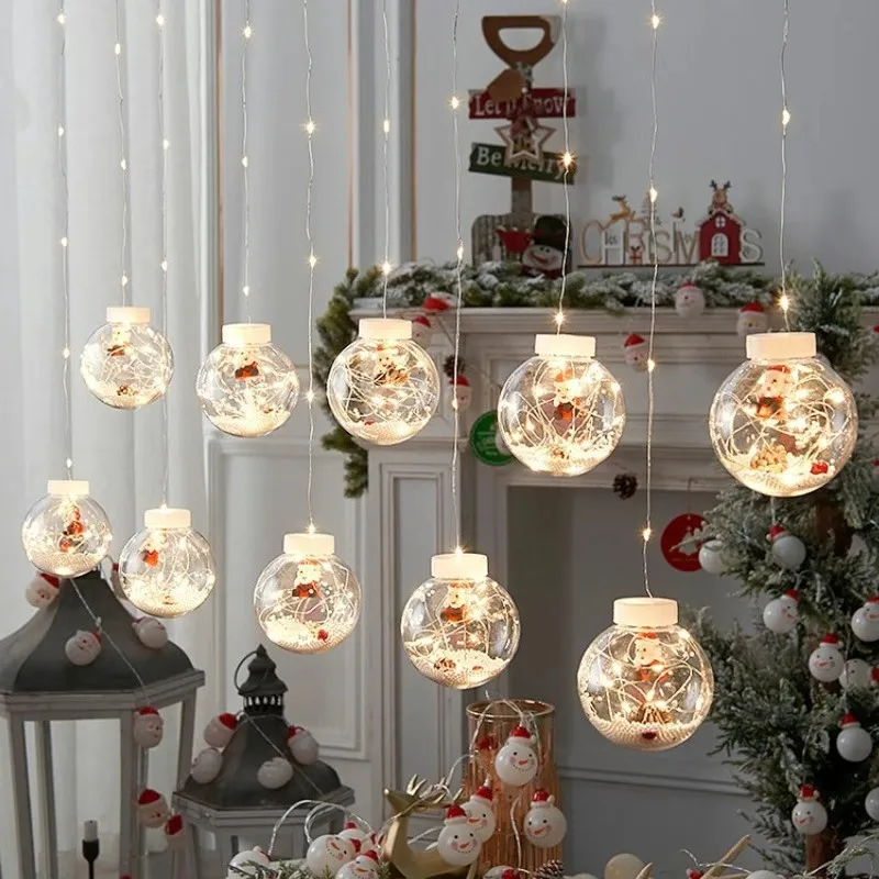 

LED Christmas Decoration Holiday Lamp with Wishing Ball Festoon Curtain String Lights for Home Room Decor Fairy Lights Garland