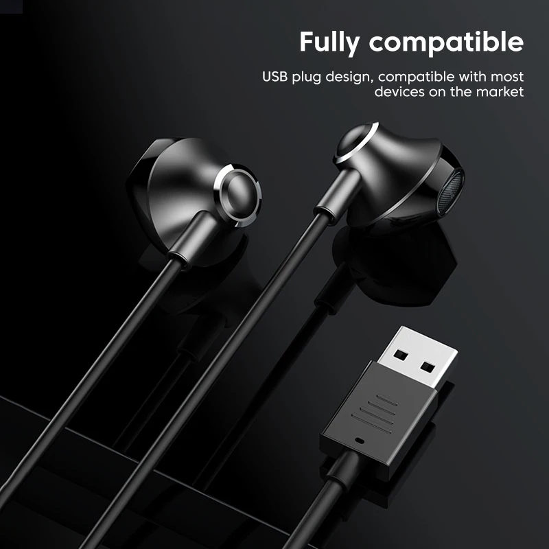 Usb Wired Headphones with Noise Cancelling Microphone for Pc Laptop Computer Video Teaching