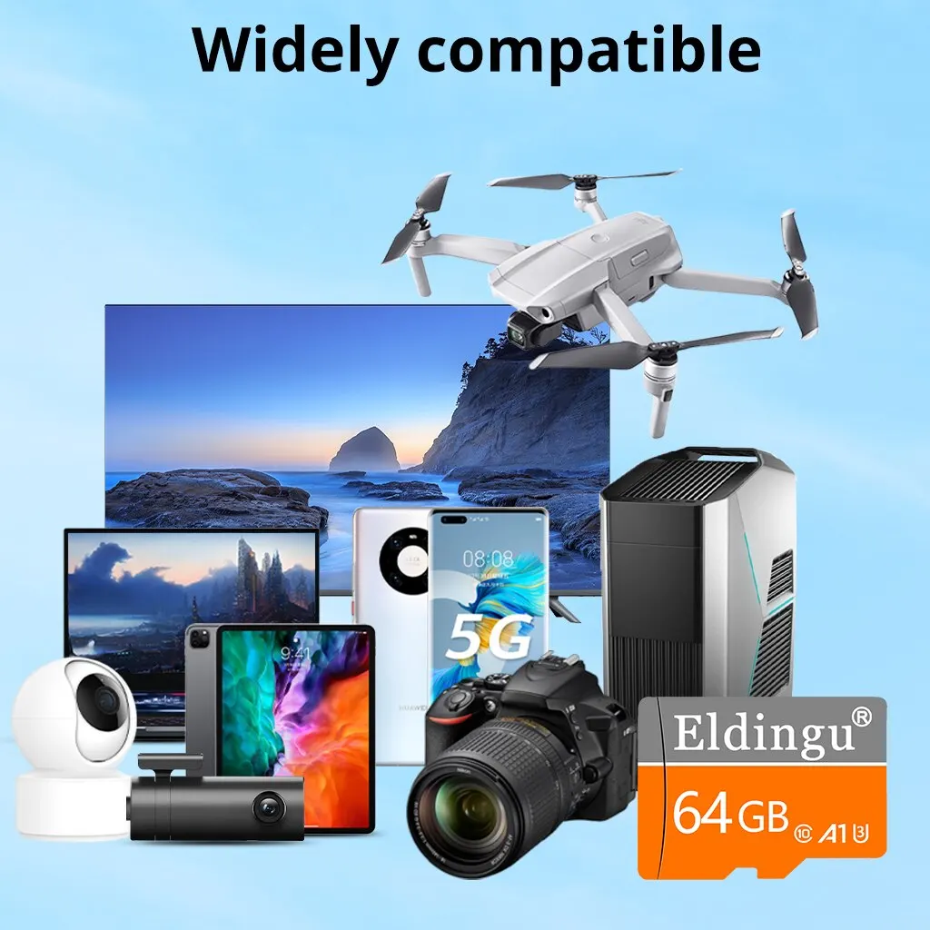 드론 오디오용 Eldingu SD 카드, 휴대폰 메모리 카드, 미니 TF 카드, 128GB U3 A1 메모리 카드, 32GB, 64GB, U3 Class10