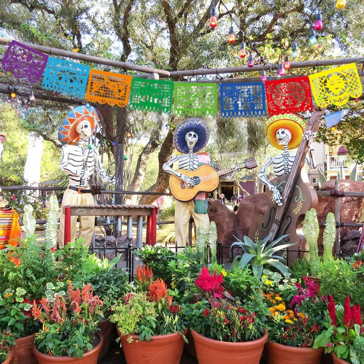 Party Decorations Mexican Theme Party Favors Decoration Pattern Square Banner Paper Flags Day of The Dead Halloween