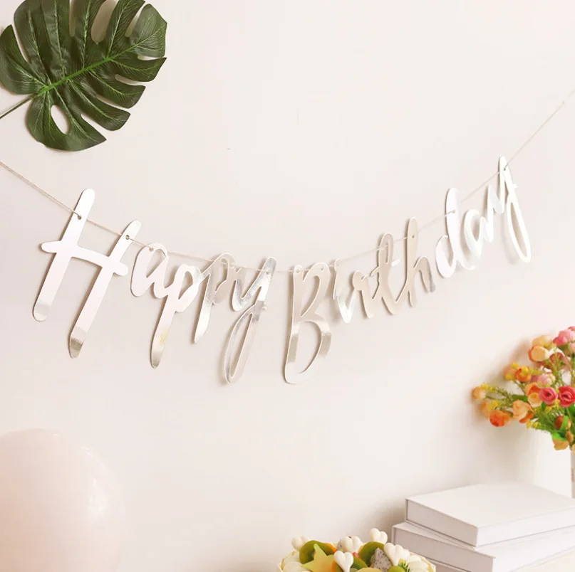Birthday banner party decorations Gold Happy Birthday Banner Birthday Wedding Party Decoration Hanging Garland Banner Baby Shower 1st Boy Girl