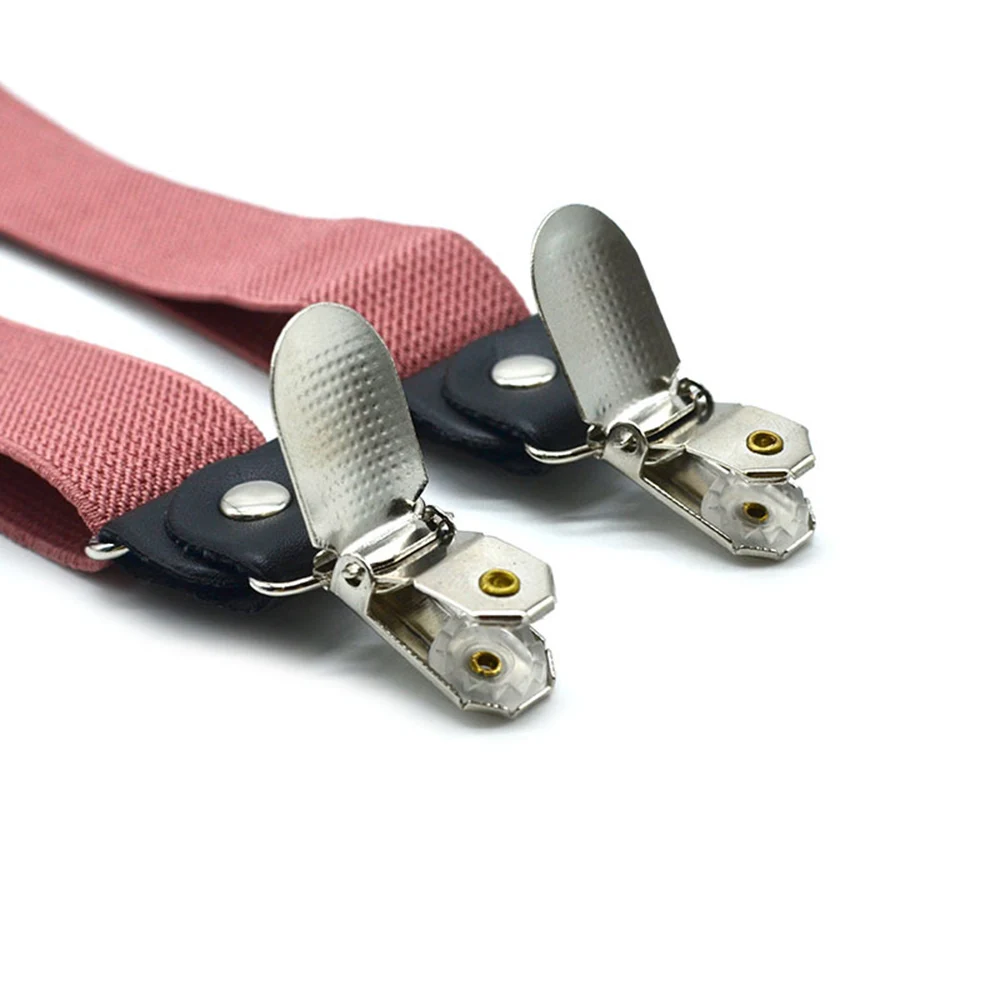 Solid Color Bowknot Elastic Leather Suspenders Braces Men Women Adjustable Straps For Wedding Suit Skirt Accessories Gift