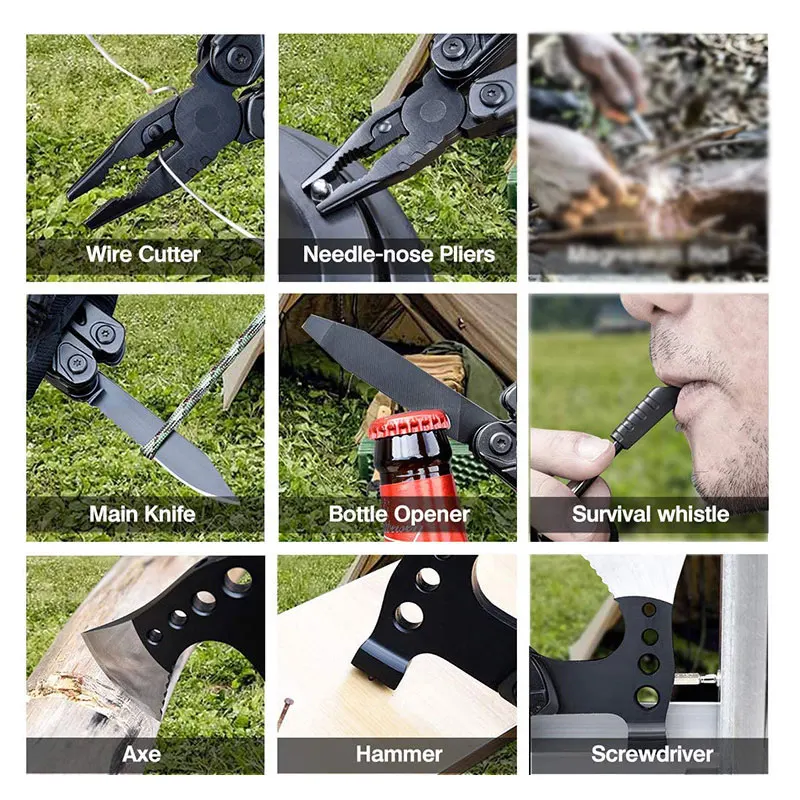 야외 EDC 다기능 생존 도끼 캠핑 등산 휴대용 접이식 펜치 조합 망치 스크루 드라이버 오프너 도구, 도구, 멀티 도구, 생존