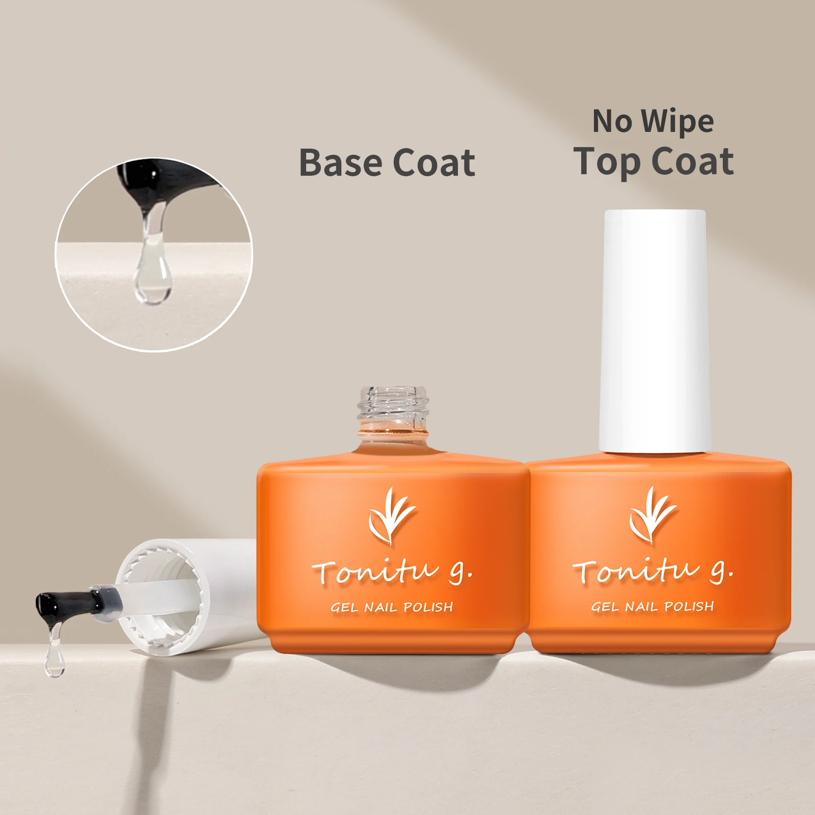 Tonitu G 7ml Nail Gel Top Coat Base coat No Wipe UV LED Varnish