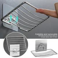 Wall Mounted Stainless Steel Soap Holder No Drilling Self Adhesive Soap Holder Kitchen Sponge Storage Shelf Bathroom Accessories 4