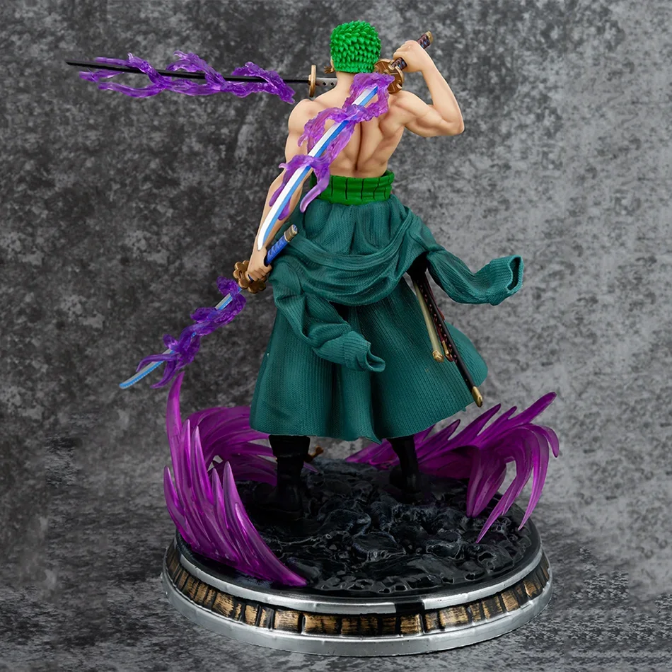 Grande Statue One Piece Roronoa Zoro 50cm PVC - Figurine Anime Avec Tête Interchangeable