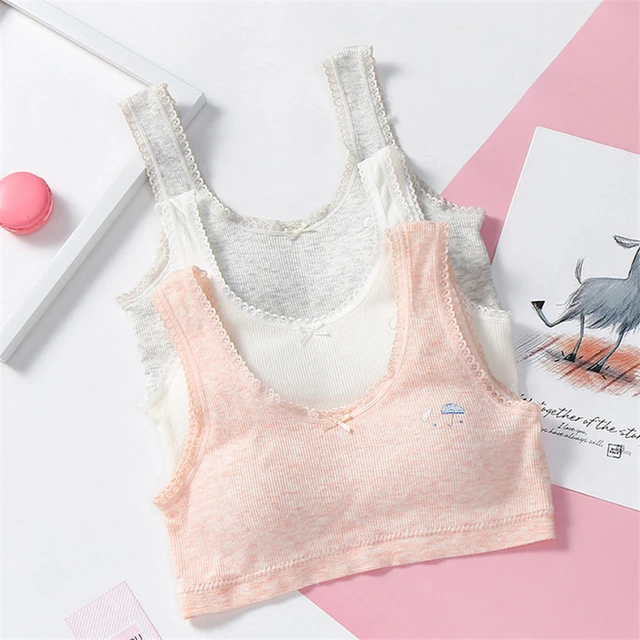 Girls Brassiere Underwear Cotton Kids Bra Cartoon Design Adolescente Girls Training  Bras Breathable Teenage Girl Tops