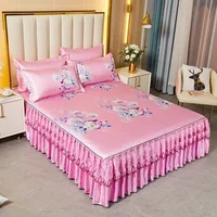 3Pcs Summer Bed Skirt Style Bedspread Lace European Style Three Piece Set Skirt Style Bed Cover Mattress Dust Protection Cover 2