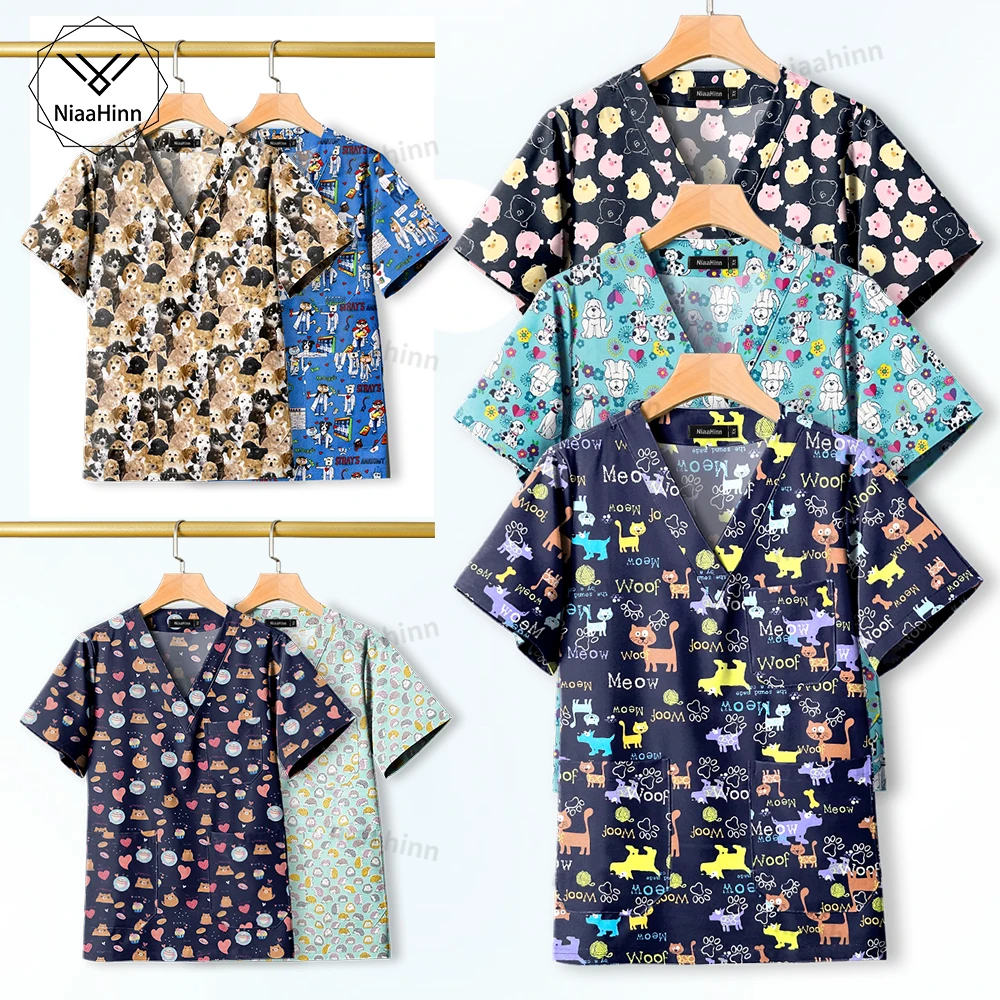 

Оптовая цена, медицинские аксессуары, Женская куртка для кормления, Униформа, топы, скрабы, одежда, хлопковое лабораторное пальто с принтом, одежда для домашних животных и больниц