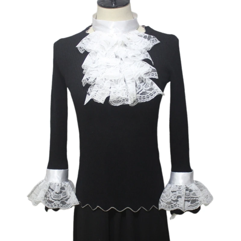 Wrist Cuffs Victorian Detachable Jabots Collar Ruffled Yarn Jabots Neck Collar Adults Stage Party Victorian Ornaments fake collar detachable collar shawl