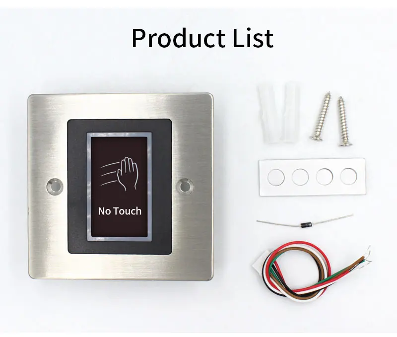 Metal Backlight Infrared Touchless Exit Release Switch Button No Touch Switch IP