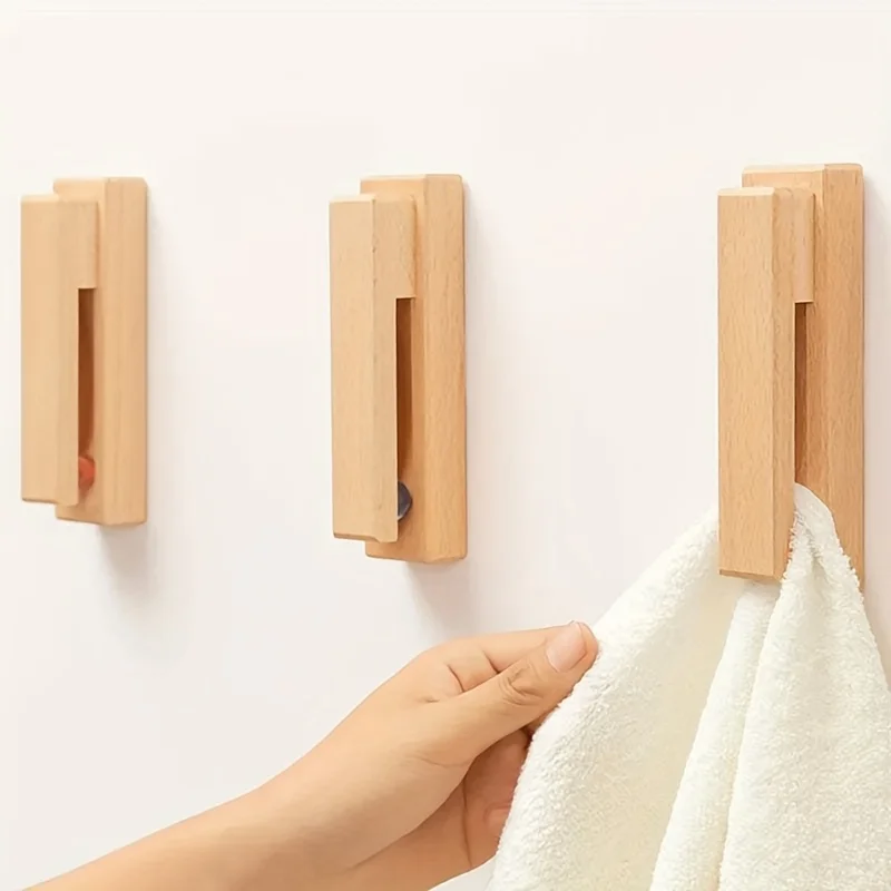 1 Pack Decorative Wooden Wall-Mounted Towel Rack for Bathroom Organization and Home Bathroom Decor.