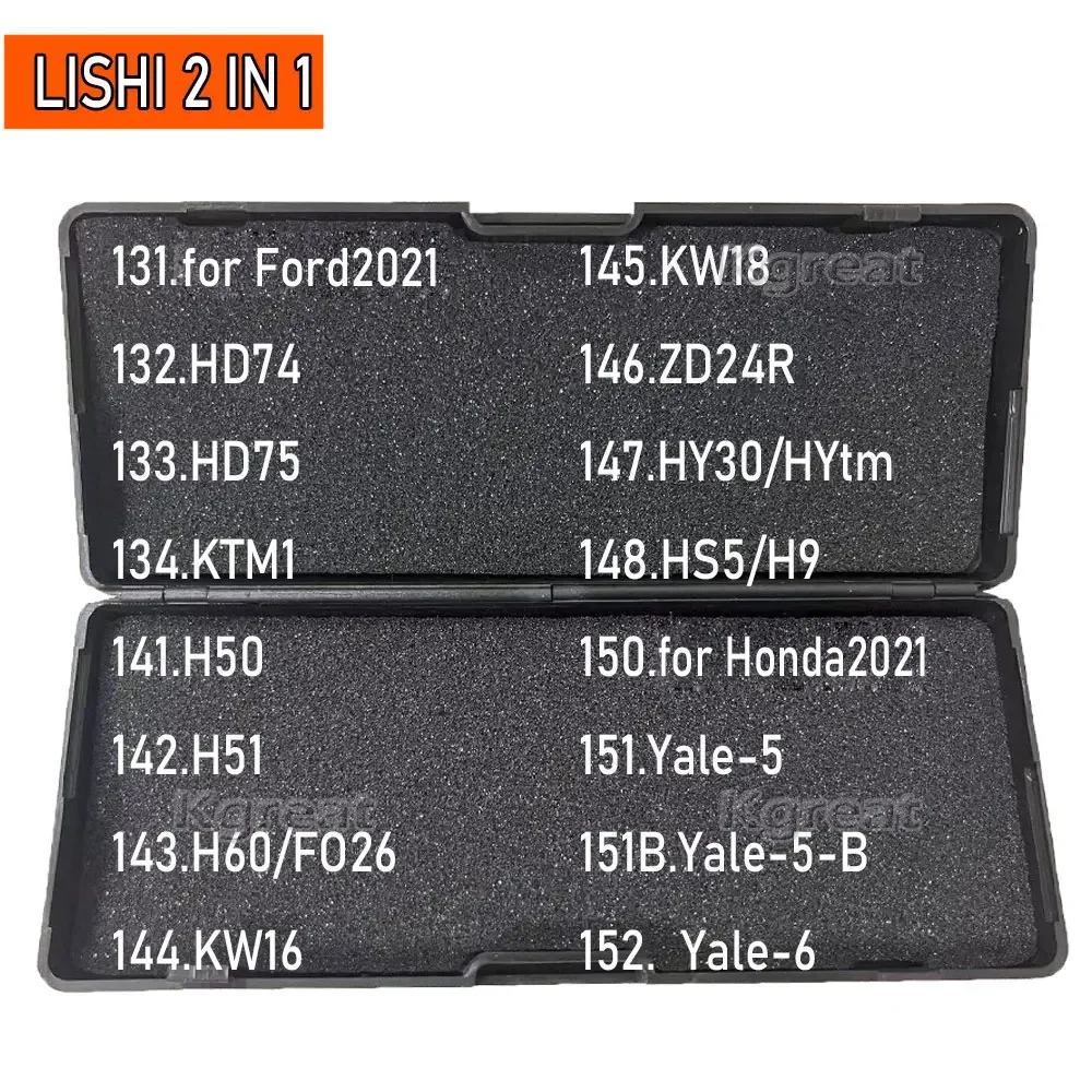 Hot Lishi Tool Lishi Tool Lishi 2 in 1 for Ford Honda HD74 HD75 KTM1 H50 H51 H60 FO26 KW16 KW18 ZD24R HY30 HS5 Yale-5 Yale-6 Cisa-5 L646R C9100