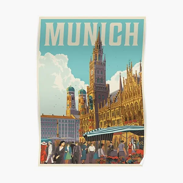 

Munich Germany Vintage Travel Poster Home Wall Room Decor Print Funny Vintage Art Picture Mural Modern Painting No Frame