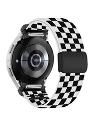 Versatile 20mm Adjustable Nylon Elastic Smartwatch Strap - 20mm (Black and white)