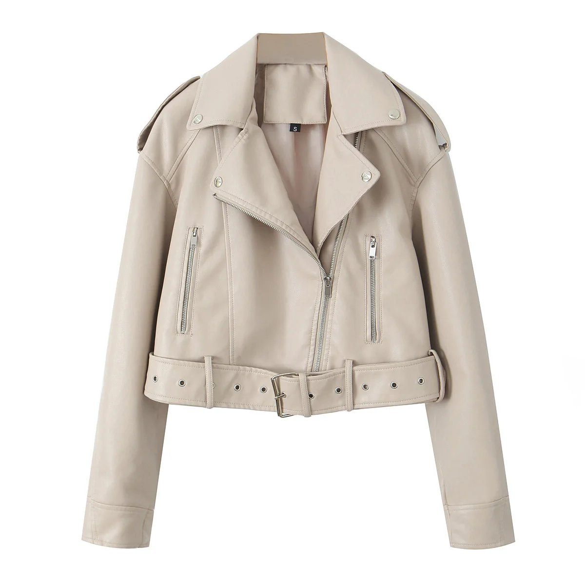 thumbnail image 1 of HH TRAF Chaqueta corta elegante de calle con cuello vuelto para mujer, chaqueta de otoño con cremallera y bolsillo, de manga larga, color liso y bicolor, 1 of 5