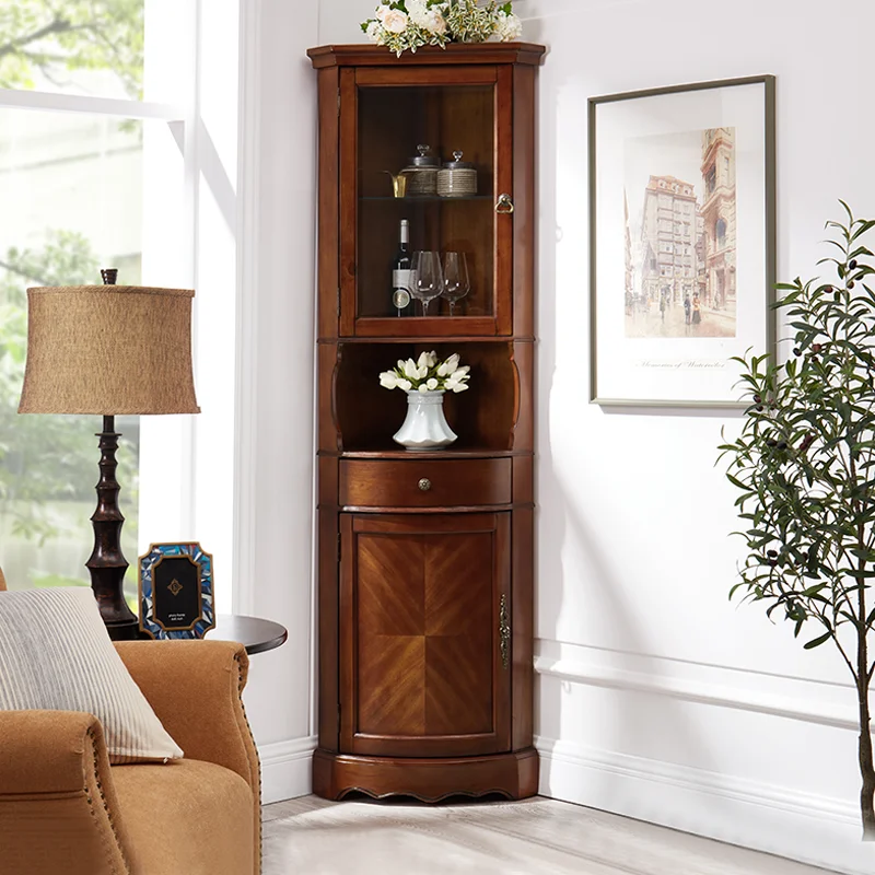 

Wall Corner Cabinet Guest Restaurant Storage European Style Short Edge Tea Storage Small Wine Cabinet