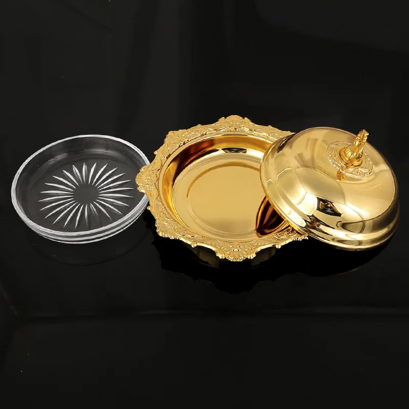 European creative butter dish butter dish round metal cover steel cover