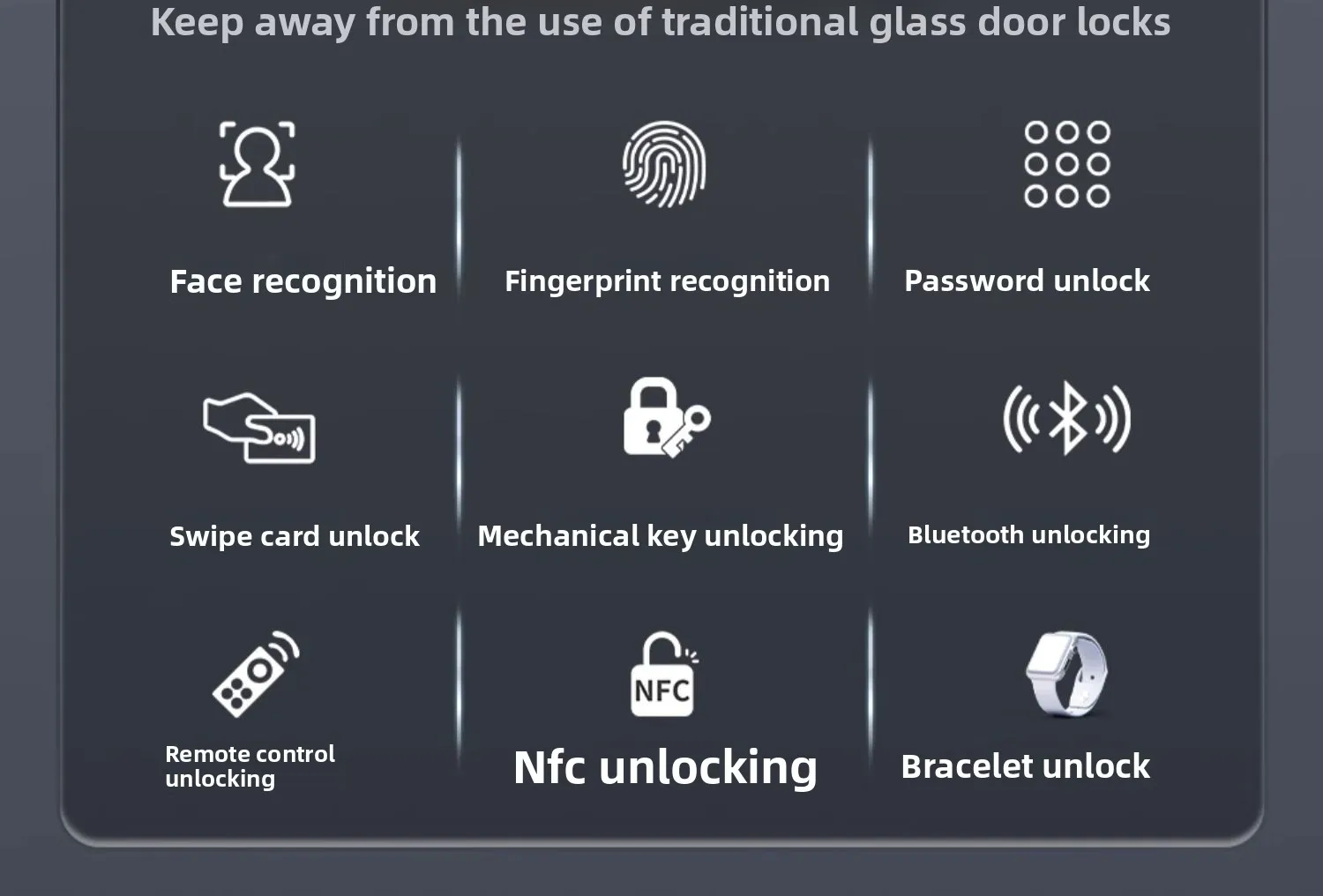 glass door fingerprint lock without opening holes Framed sliding door Intelligen