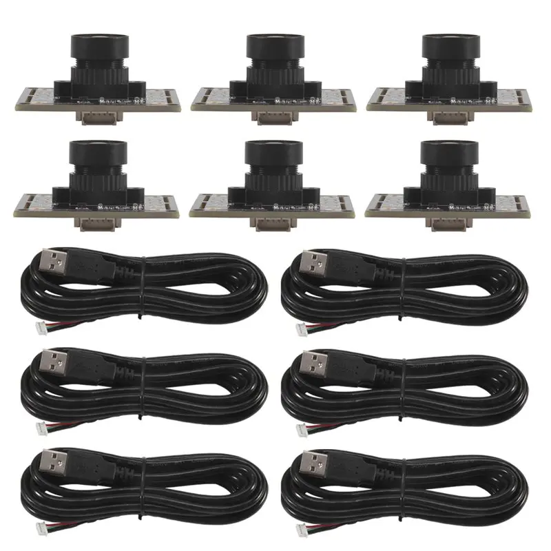 6Pcs 100도 카메라 모듈 1MP OV9732 1280X720 USB 무료 드라이버 수동 초점, Winxp/7/8/10용 2미터 케이블 포함