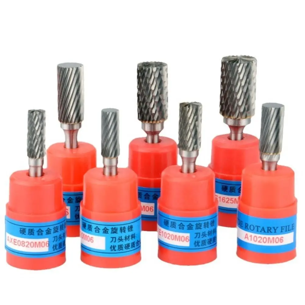 Single Double Slot Rotary Burrs Cylindrical Type Carbide Metal Milling Cutter 6mm/8mm/10mm Rotary File Mill