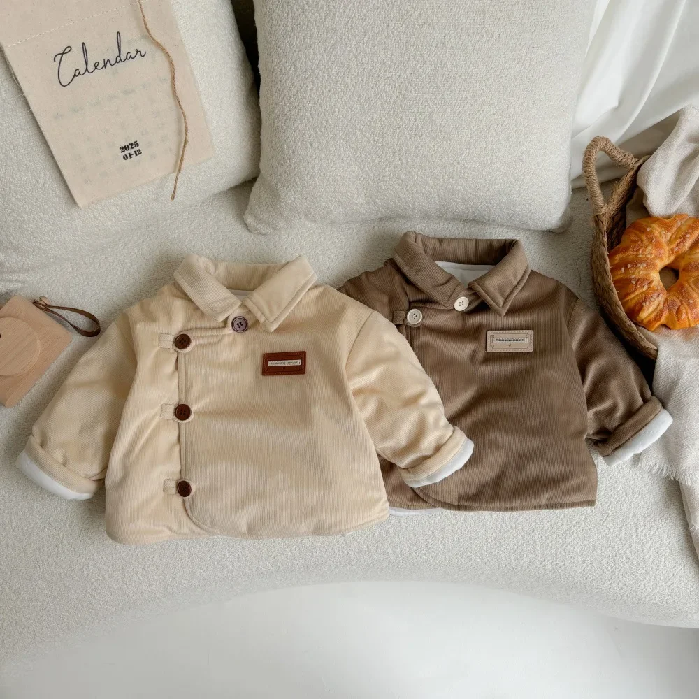 Winter New in Kids Baby Boy Fashion Thicken Warm Fashion Top Coat , Toddler Infant Corduroy Jacket 3M-3Y