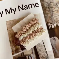 4pcs Pure Silk Skinnies Small Scrunchie Set Hair Bow Ties Ropes Bands Scrunchy Elastics Ponytail Holders for Women Girls - Image 3