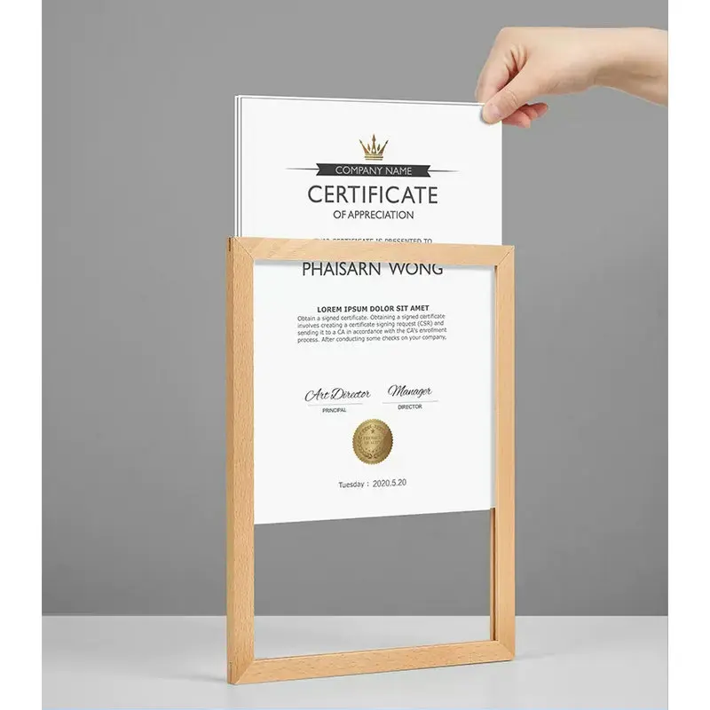 Adhesive Wall Vision Board A3 A4 Picture Frame Wooden Acrylic Bulletin Board A5 Punch-free Office Display A3 Poster Frame