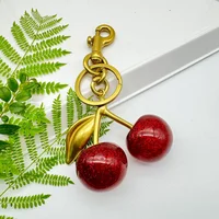 Trendy Red Cherry Pendant Keychain for Women Cute Bag Decorations Multifunctional Jewelry Car Key Accessories Charm Keyring Gift 2