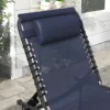 Foldable Beach Chaise Lounge 4 Adjustable Positions Sleeping Bed, Dark Blue 5