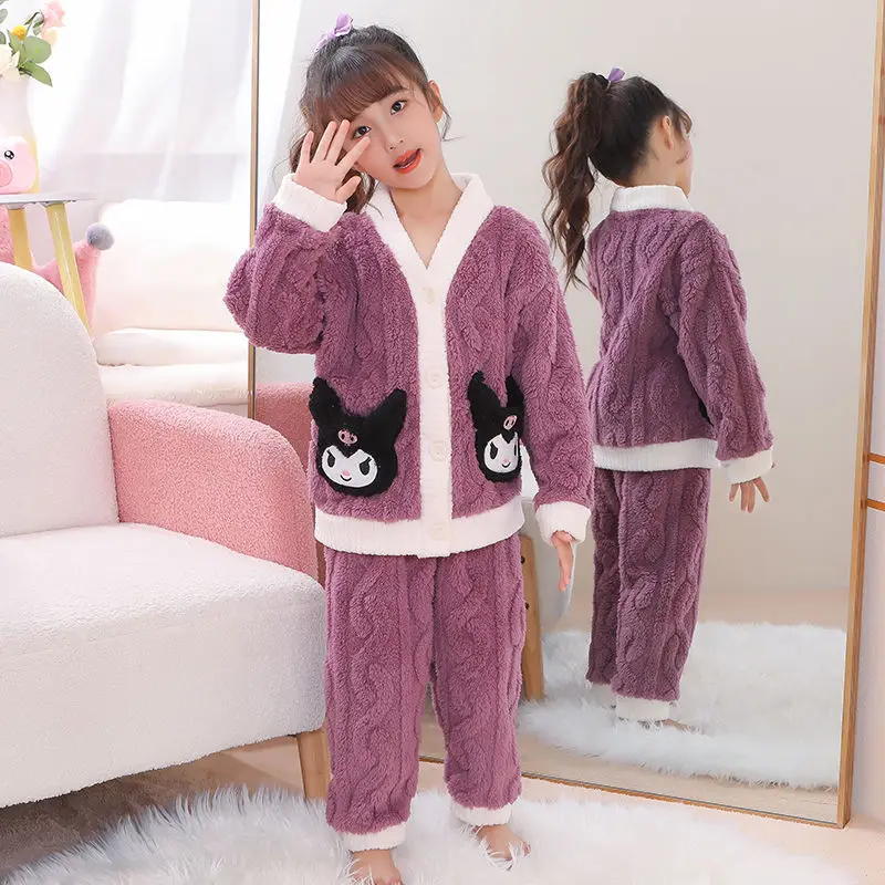 Sanrio Cinnamoroll Heat Pajamas for Children Home Clothing Stitch Girl Child Girl Kids Winter & Robe Sleepwear Children's Mother