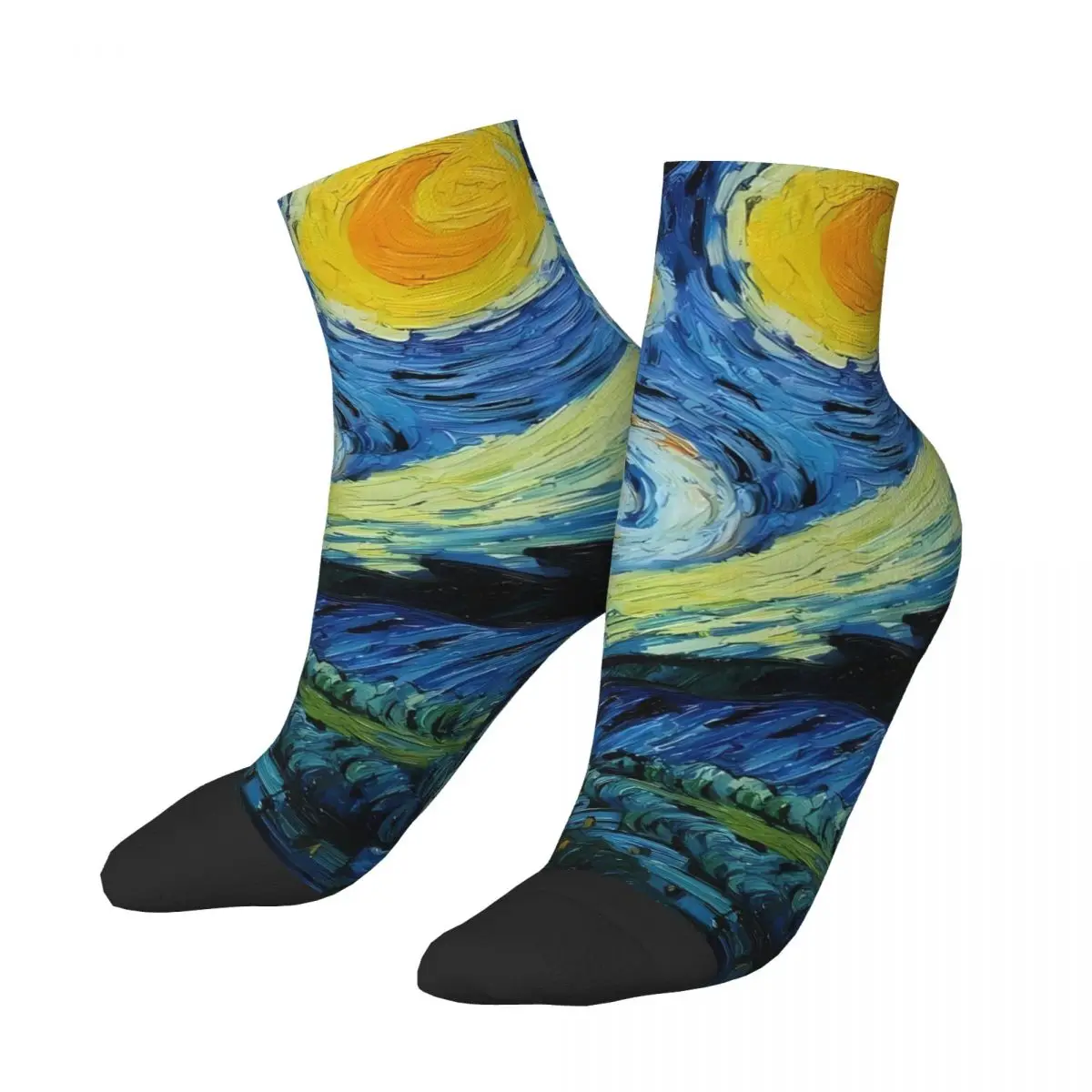 

Town At Night Printing Van Gogh Oil Painting Ankle Socks Male Mens Women Autumn Stockings Polyester