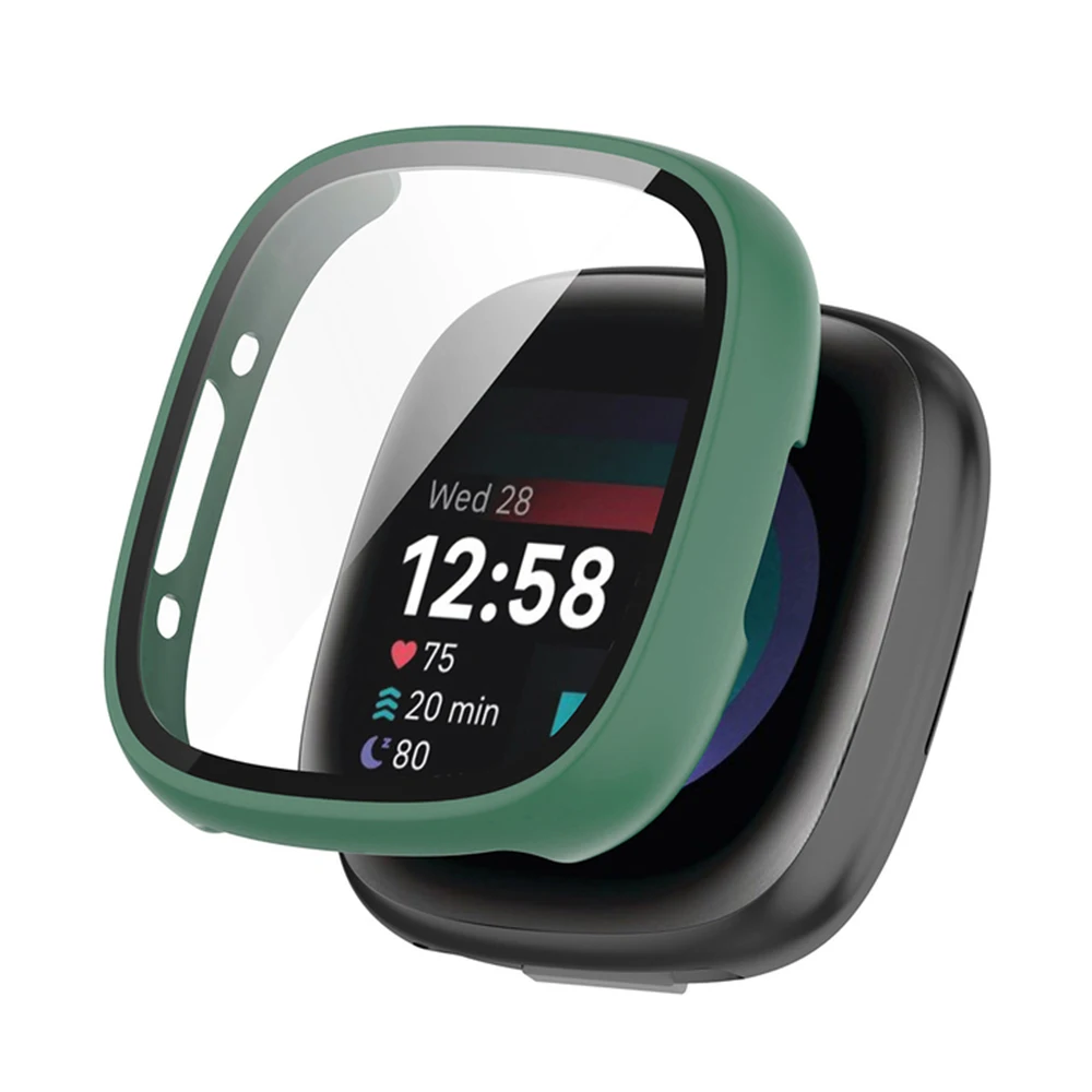 زجاج + حافظة لساعة Fitbit Versa Versa 4 واقي ممتص...