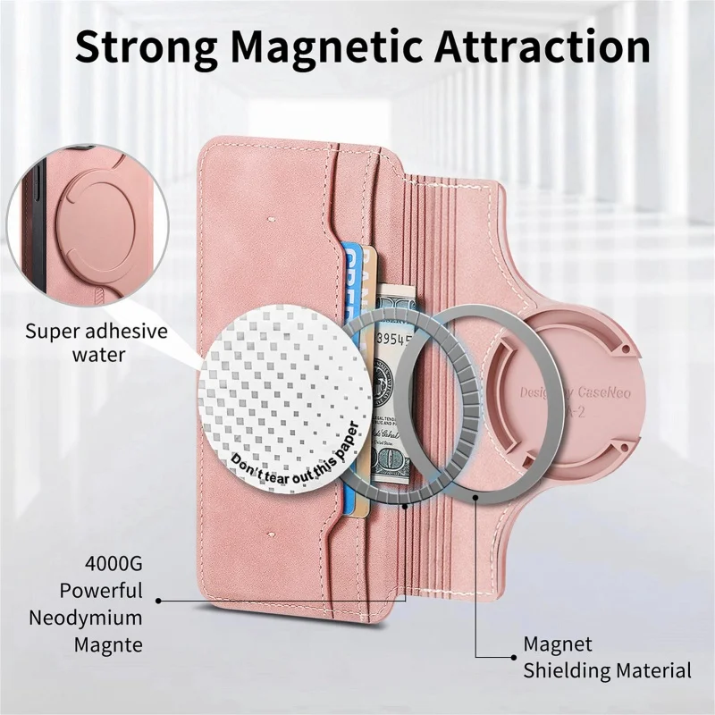 Magnetic Leather Wallet Phone Case with Zipper Card Holder
