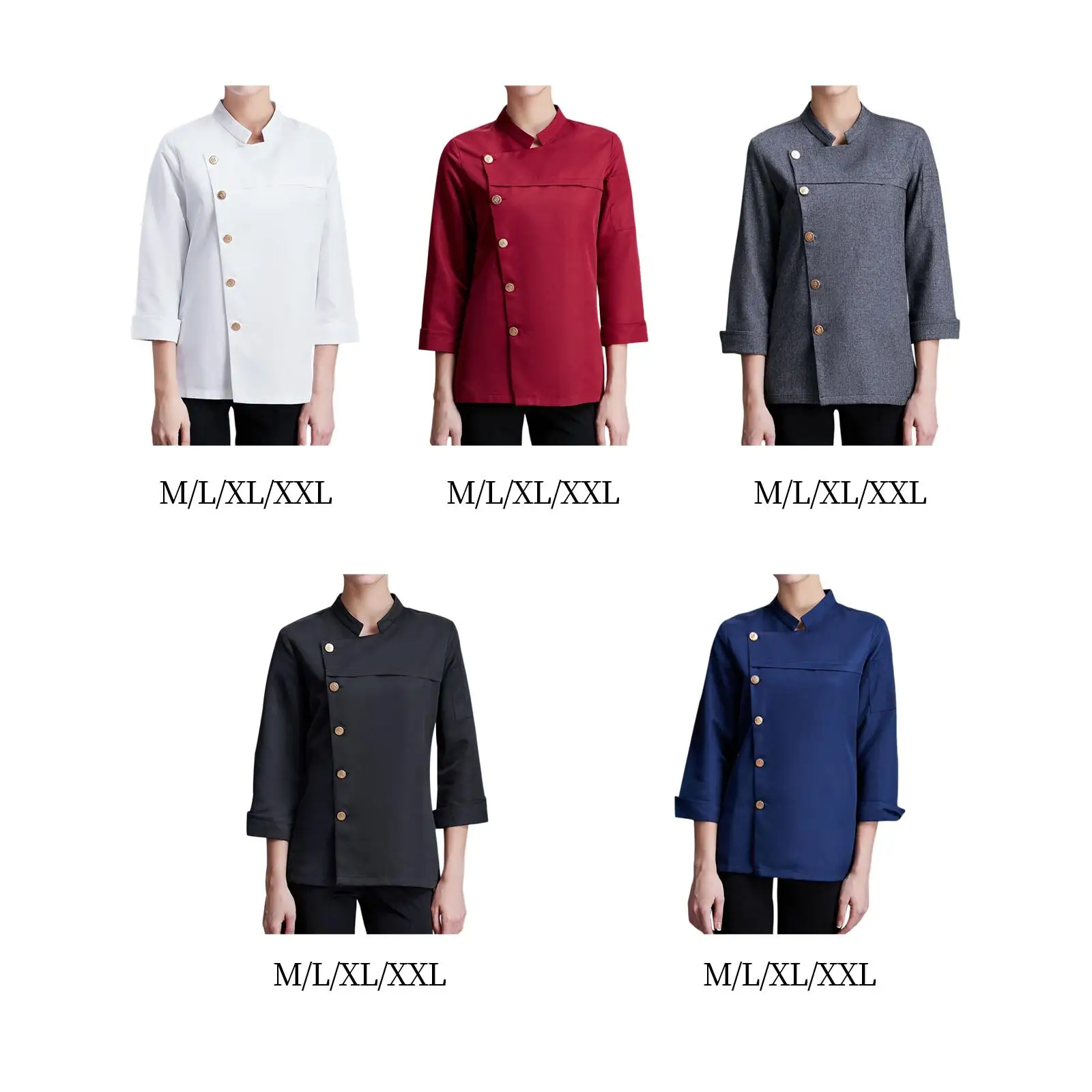 

Unisex Chef Coat Jacket Waiter Apparel Cooker Chef Clothing Catering Long Sleeve Workwear for Restaurant Kitchen Cafe Pub Bakery