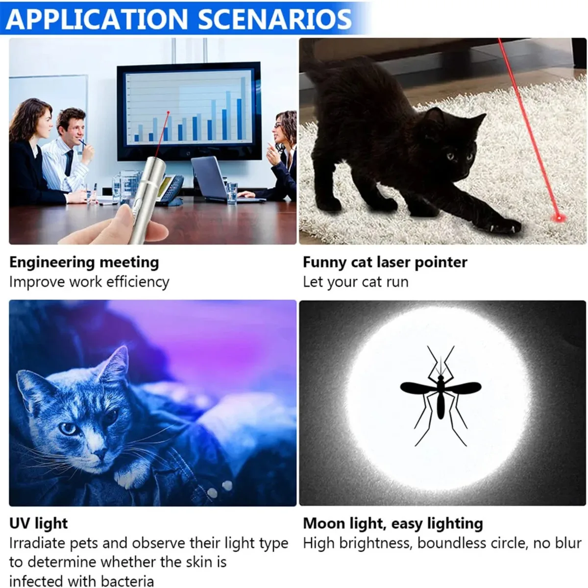 Cat Toys Laser Pointer with 5 Adjustable Patterns USB Recharge Laser Long Range Training Chaser Interactive Toy Dog Pen