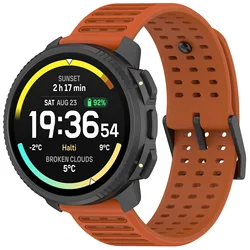 Sporty Dual - Color Silicone Watch Strap - 22mm - Suunto 9 Peak (Twilight Orange)