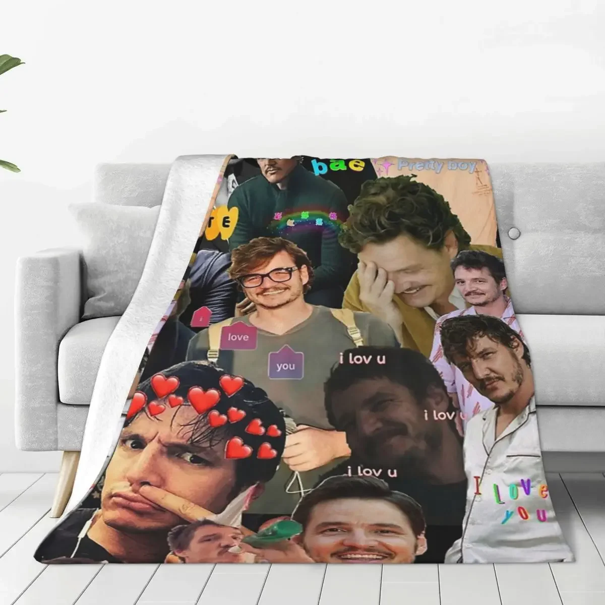 

Pedro Pascal Collage Flannel Throw Blanket Actor Movie Blanket for Bedding Car Soft Bedroom Quilt