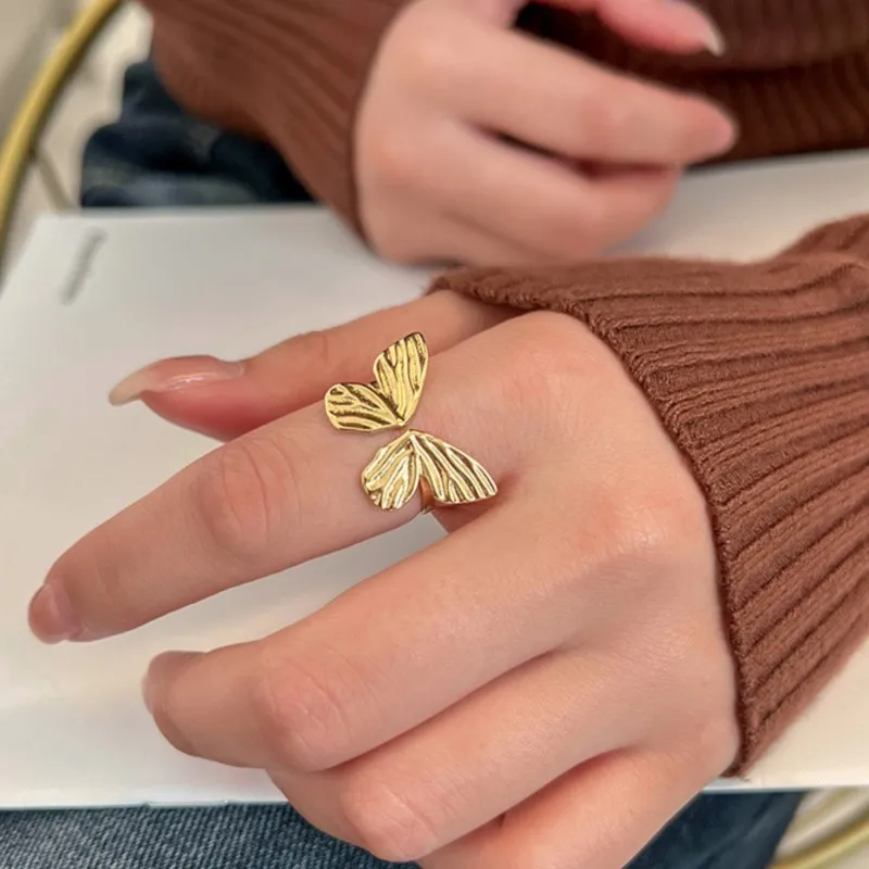 Geometric Handmade Butterfly Ring for Women Silver Color Silver Color Irregular Minimalist Rings Jewelry Gifts