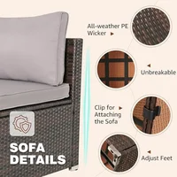 7 Pieces Patio Furniture Set, Modular Patio Set Wicker Outdoor Sectional Sofa Set PE Rattan Wicker Patio Conversation Set 5