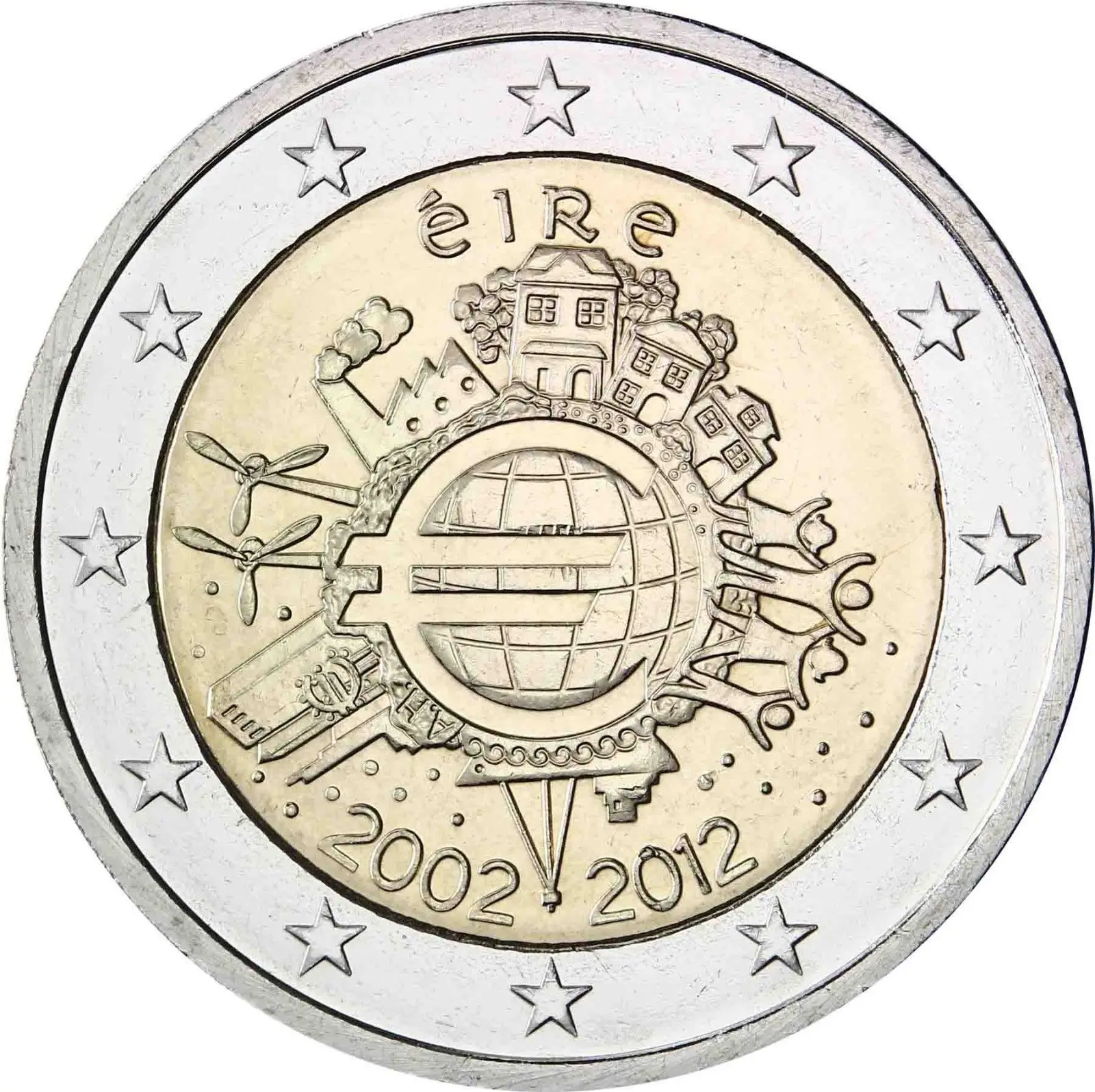 Irlanda Moneta Commemorativa Euro 10 Th Anniversary 2012 2 Euro Unc